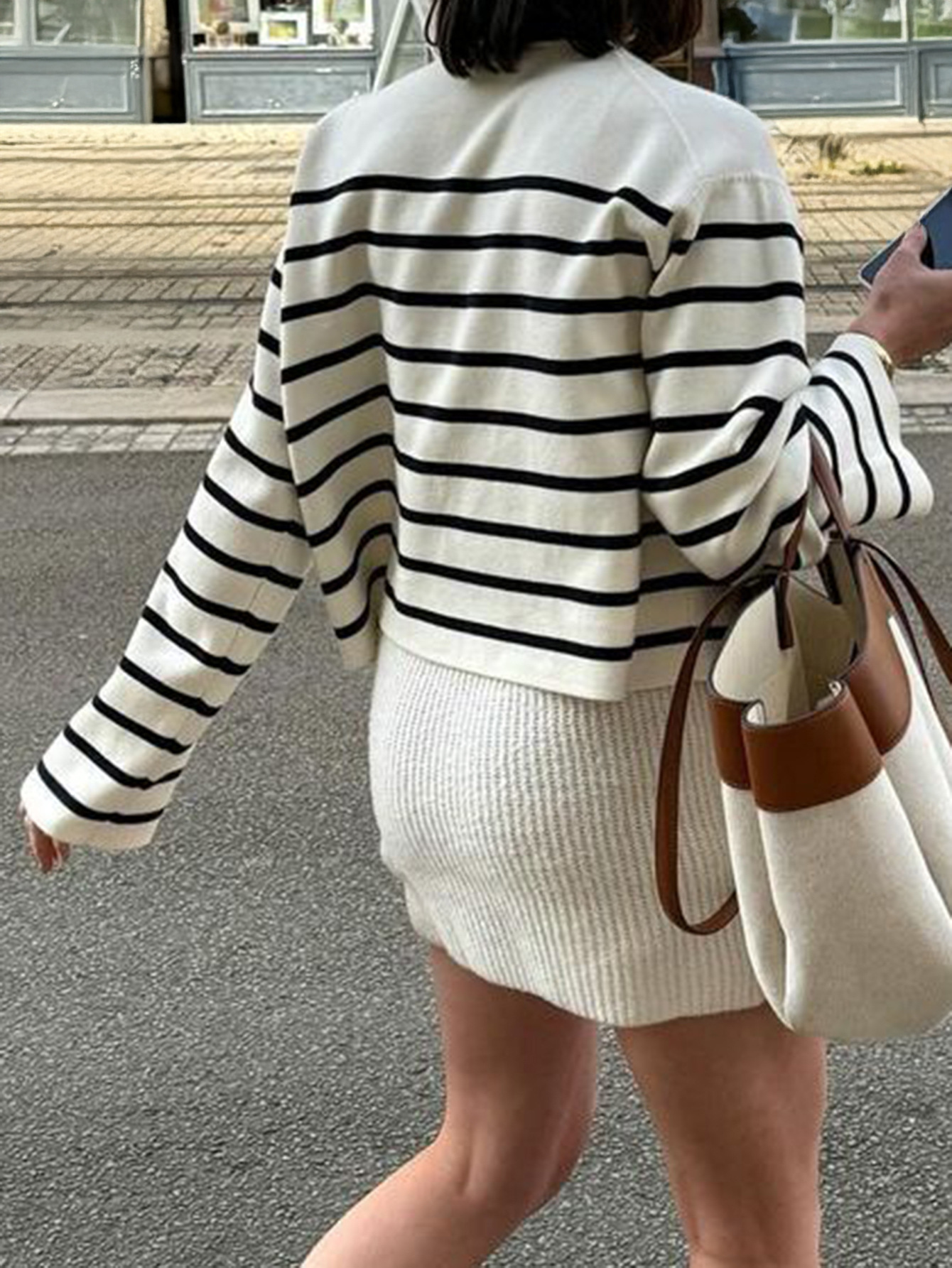 Kaikuo2025 otoño y invierno nuevo estilo transfronterizo Europa y Estados Unidos botón de lana a rayas bolsillo cómodo suéter casual mujer Amazon