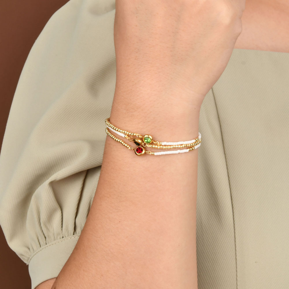Women's Gender Casual Simple Style Round Stainless Steel Seed Bead Rope Beaded Inlay Zircon Bracelets