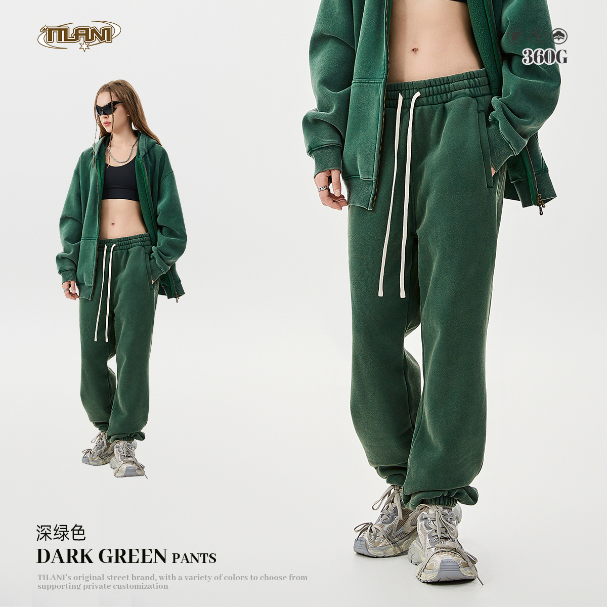 TILANI suéter de los hombres pantalones de chándal traje transfronterizo marca de moda con capucha Otoño e Invierno de lana forrada engrosada conjunto de dos piezas de los hombres