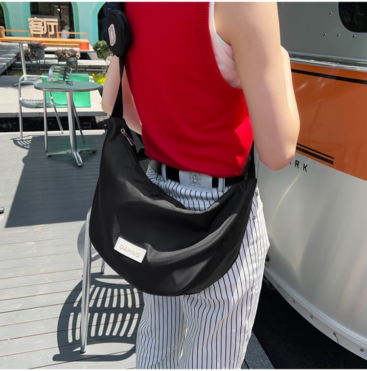 Ins-style large-capacity canvas bag, women's summer-style casual nylon waterproof single-shoulder bag, college student class crossbody bag undefined