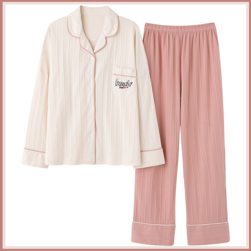 Pijamas de manga larga para mujer primavera y otoño 100% algodón puro en línea celebridad estilo coreano nuevo verano lindo de moda más el tamaño se puede usar fuera