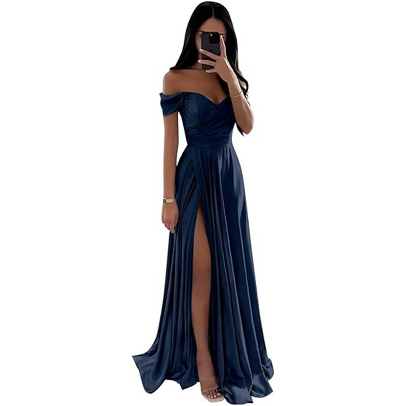 Foreign Trade European and American Style Off-Shoulder Evening Dress 2026 New Sexy Elegant Adult Ceremony Dress Birthday Prom Dress for Women