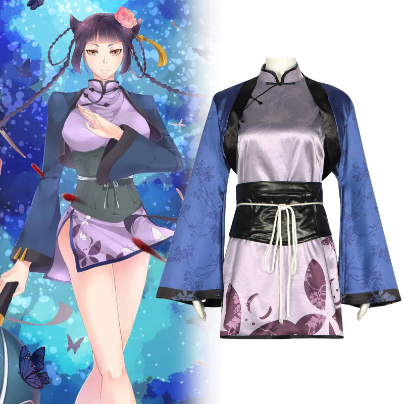Black Butler cosplay blue cat Shalimar style cheongsam mature girl anime dress cosplay Halloween costume