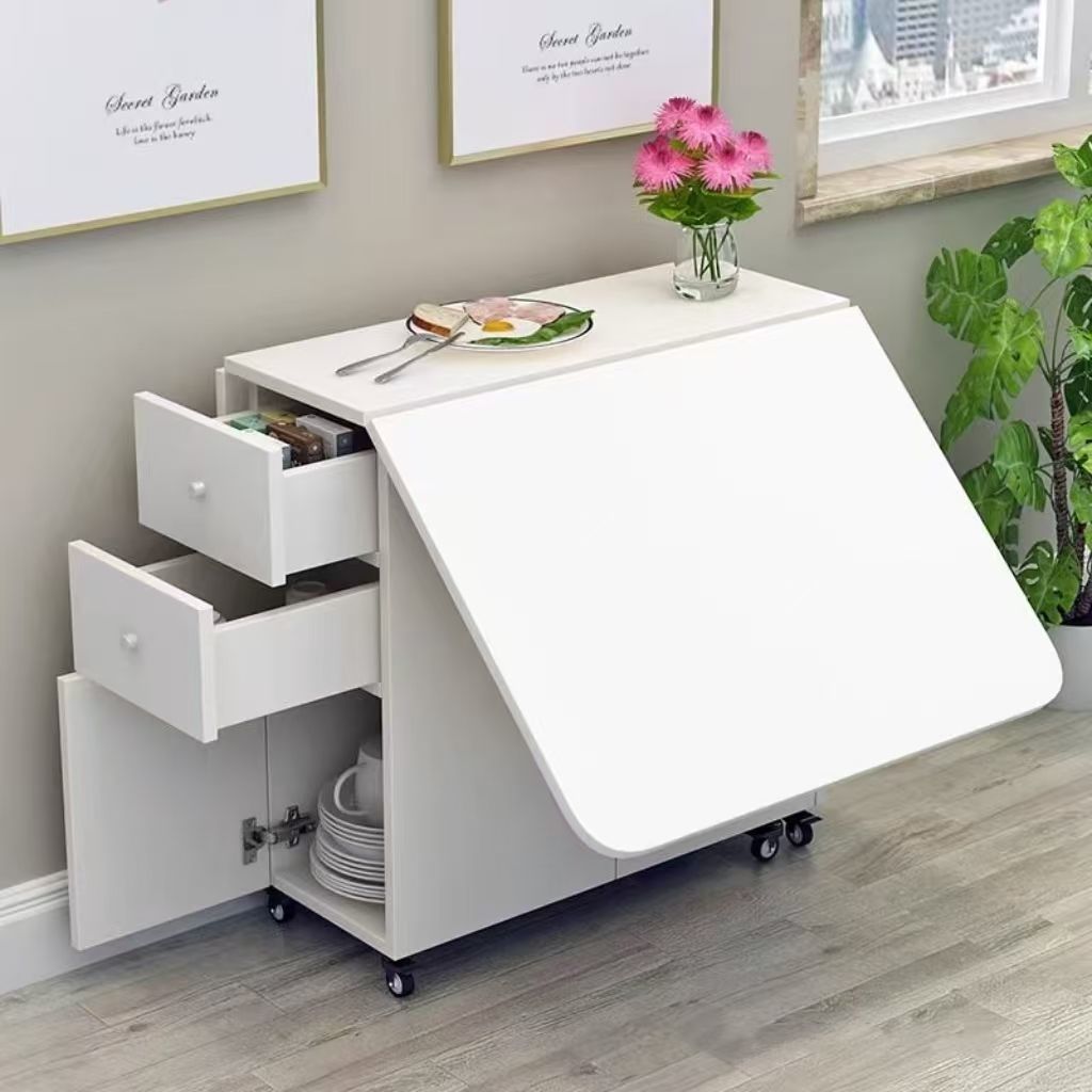 餐桌吃饭桌子折叠家用小户型多功能长方形简约易伸缩可移动圆桌厂