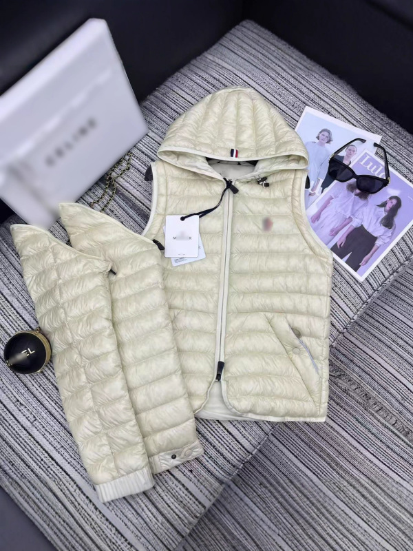 南油女装蒙口2025秋冬连帽轻薄羽绒服女两穿袖子可拆马甲白鹅绒服|undefined