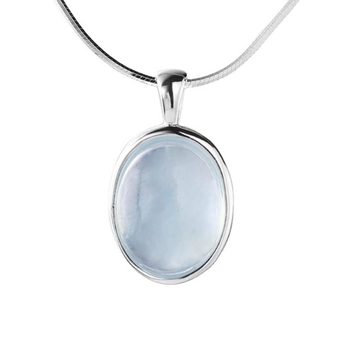 Women's Sea Blue Zirconia Necklace Geometric Elliptical Exquisite Elegant S925 Silver Ins Lockchain Niche Influencer Necklace