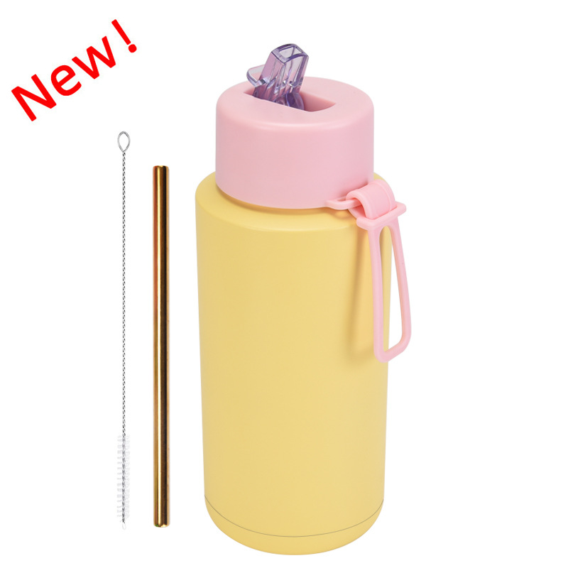 2025 nuevo hervidero deportivo de acero inoxidable de gran capacidad, de boca grande portátil estadounidense de 1L, preservación del calor y enfriamiento al vacío