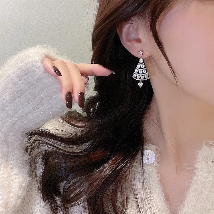 Designer element Christmas tree long earrings for female niche design, exquisite and high-end earrings and earrings_voghion.com