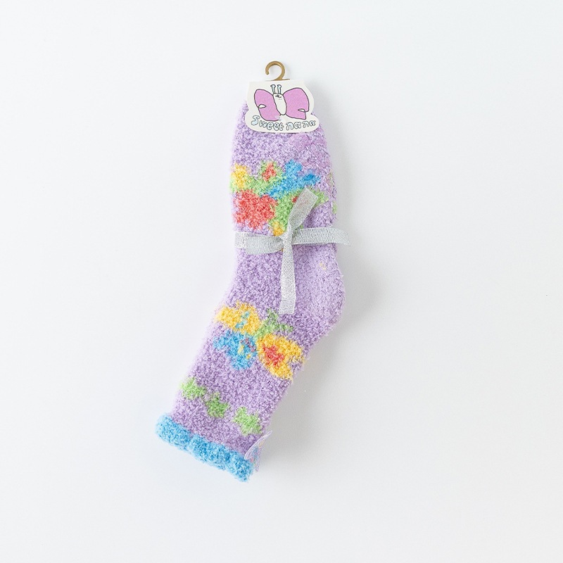 Calcetines de Piso de Caña Media para Mujer de Terciopelo de Coral Térmicos y Absorbentes de Sudor para Invierno en Casa