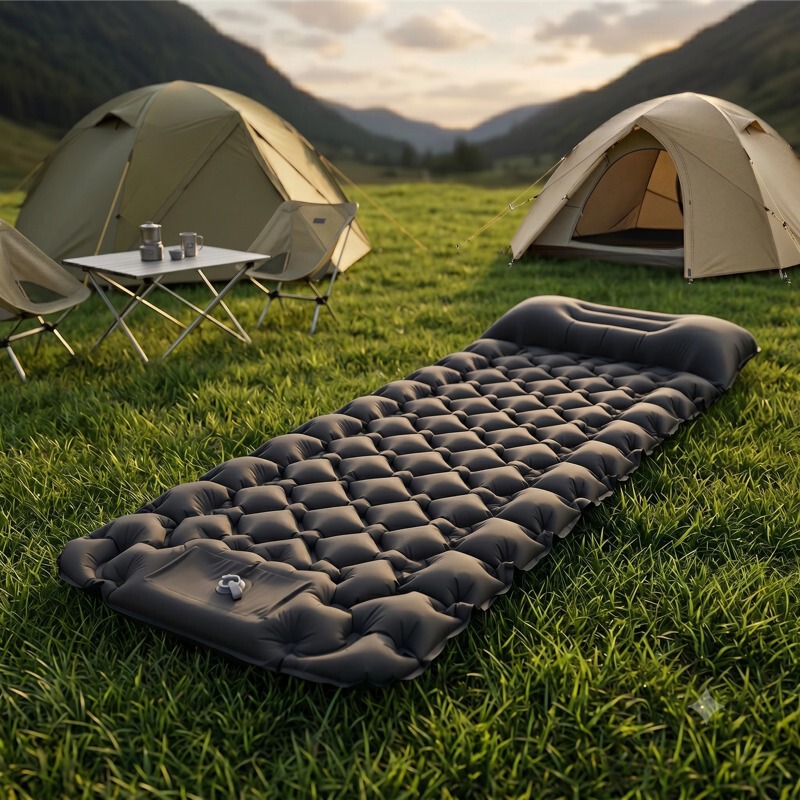 Cross-Border Outdoor Tpu Inflatable Mat, Individual Hiking Gear, Camping Mat, Nap Mat, Foot-Press Portable Type Cross-Border Outdoor Tpu Inflatable Mat, Individual Hiking Gear, Camping Mat, Nap Mat, Foot-Press Portable Type