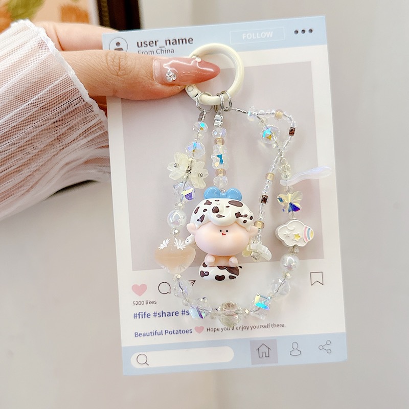 Genuine Lilith lindo grano pintura al óleo estrella nueva aleación cristal resina linda cadena de teléfono móvil bolso colgante de teléfono móvil