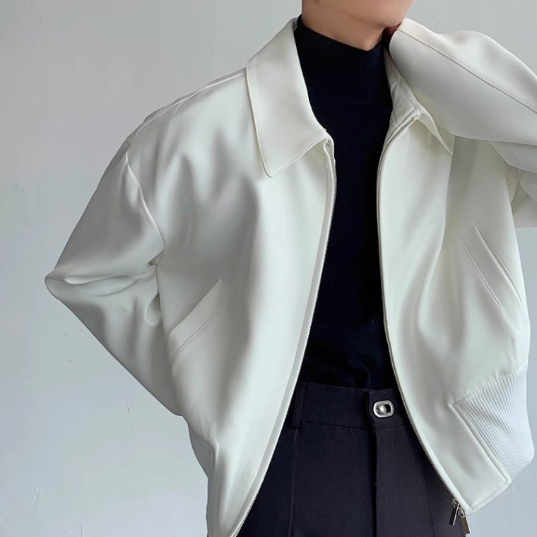 Casual Solid Color Lapel Jacket, Loose And Trendy Short Silhouette Versatile Jacket_voghion.com