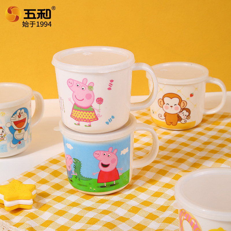 Wuhe Genuine Creative Cute Children's Water Cup Household Baby Milk Cup With Cover Cartoon Shape Melamine Cup