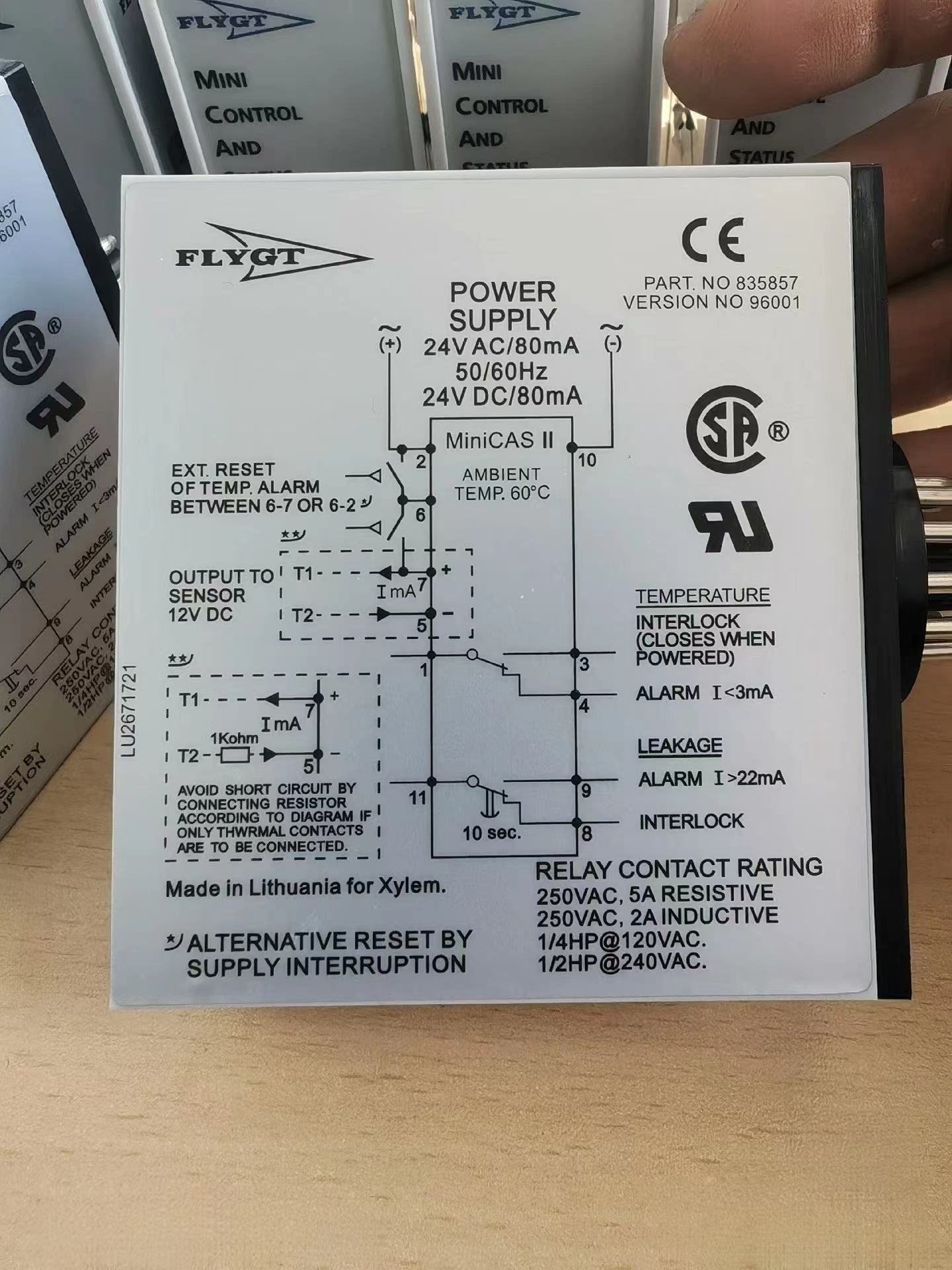 优势供应飞力泵专用继电器，MiniCASII 超高温漏水保护