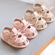 女宝宝公主鞋春夏季1-3岁2包头叫叫凉鞋软底婴儿学步鞋小童镂空单