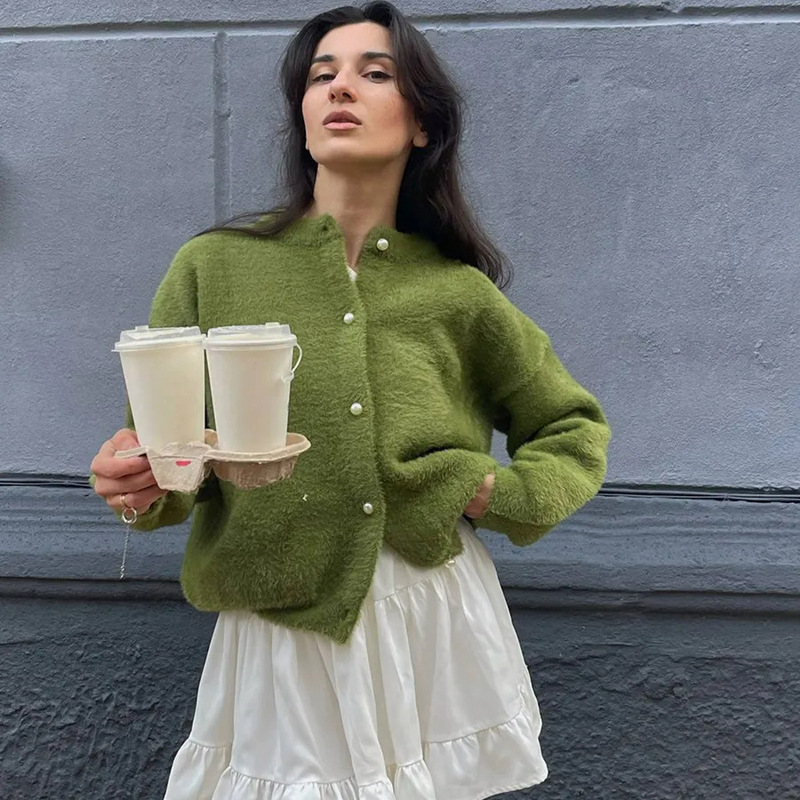 Кардиган Пушистый Plush Fluffy Knitted Sweater Jacket Cardigan