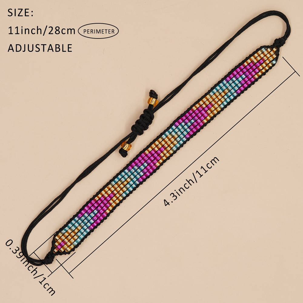 1 Piece Bohemian Color Block Rhombus glass Seed Bead rope Womenu0027S Bracelets