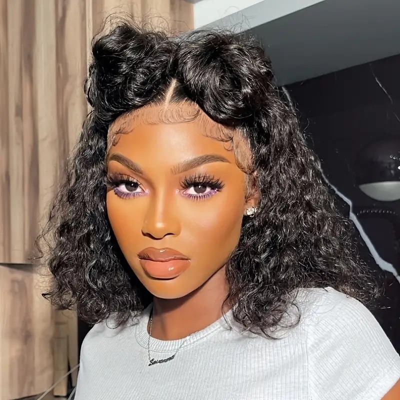 Amazon transfronterizo nuevo negro africano pequeño cabello rizado de moda frente a la pelucca de encaje toque de pelo de comercio exterior europeo y americano pelucca