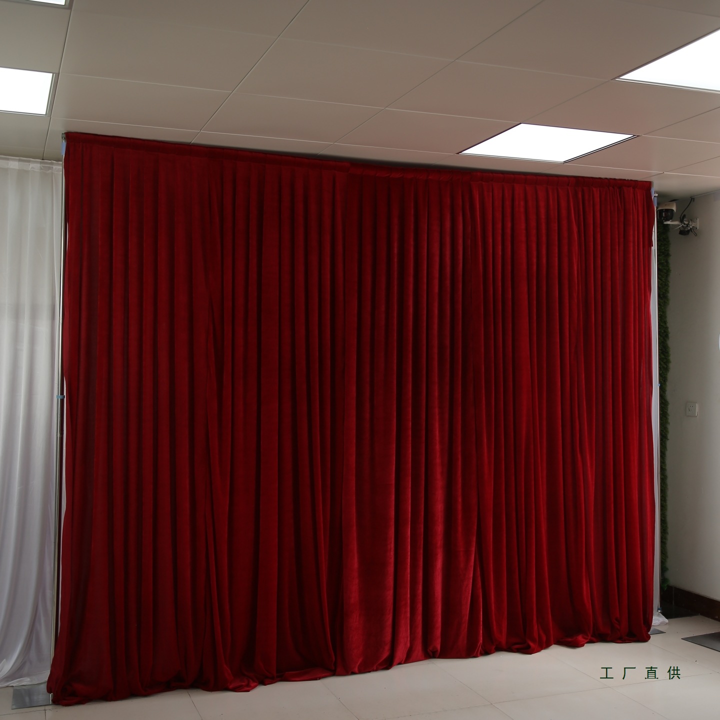 婚庆背景纱幔金丝绒布幔酒红色背景布结婚宴布置舞台幕布拍照挂布