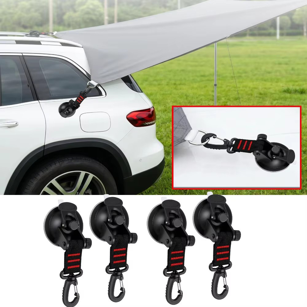 Sunshade Sail with Suction Cup Support Rod, SUV Side Tent Canopy, Four-Corner Sail, Rainproof and UV-Proof Canopy