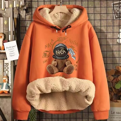 Lambskin Hooded Sweatshirt for Men - Autumn/Winter INSClose-fitting Trousers with Insulation and Warmth, Casual Outwear for Couples