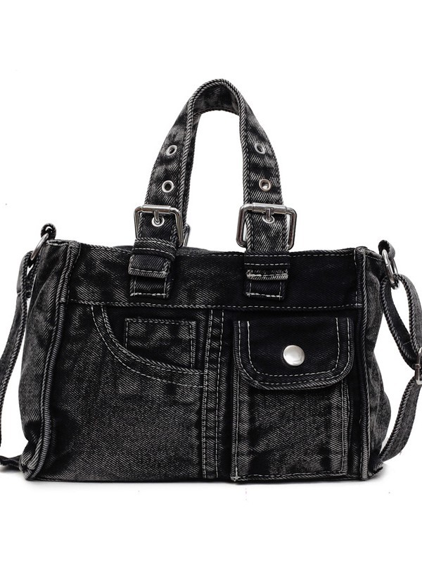Bolso de mano de jeans retrógrado francés para mujeres nueva alta calidad de alta capacidad para hacer la vieja textura mochila de hombro