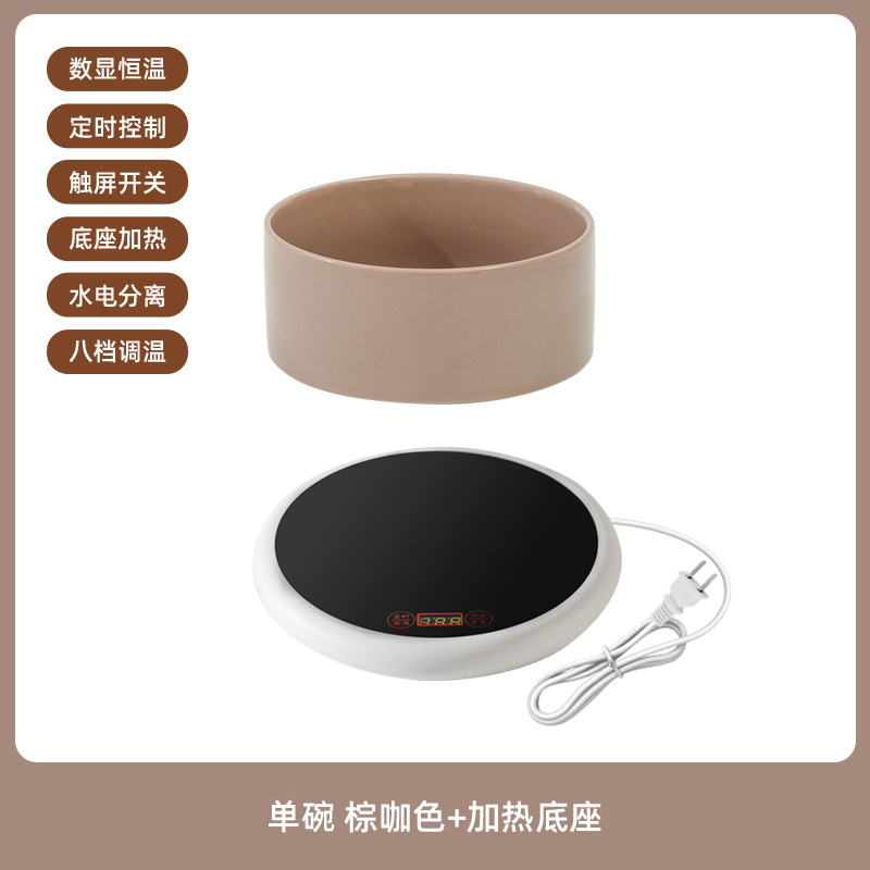 Tazón de agua de cerámica para perros y gatos, recipiente de calentamiento de aislamiento térmico para alimentación de gatos, recipiente de agua de invierno para bebidas