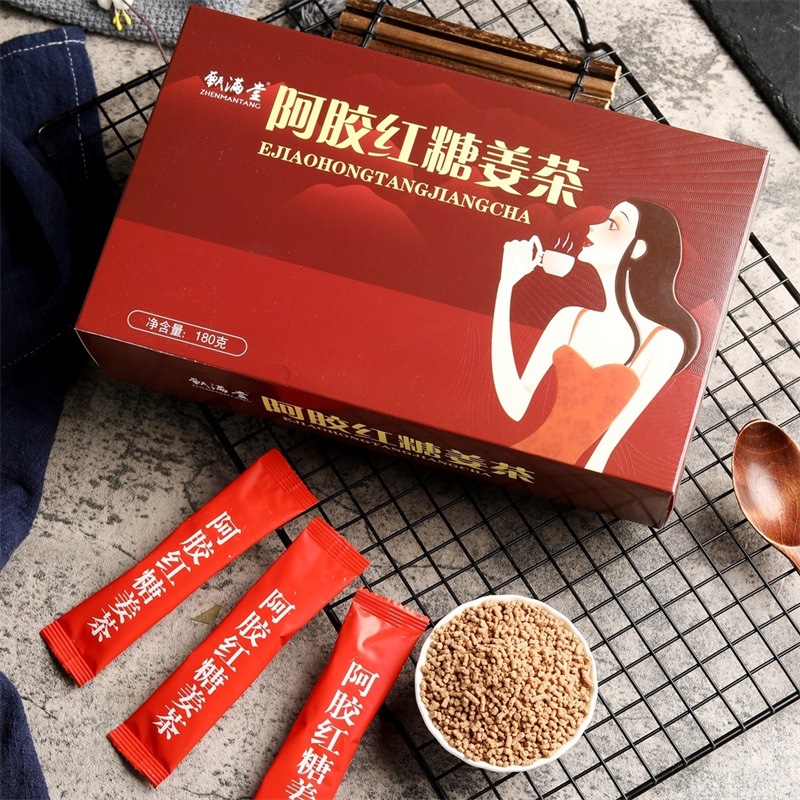 Deer Bone Glue Red Sugar Ginger Tea 180g Gift Box Shandong Dong'e Sales Promotion Live Streaming Kuaishou E-commerce Supply