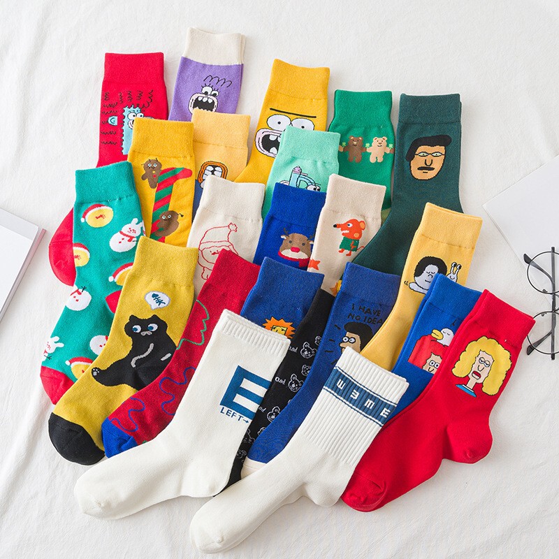 Spring and Autumn New Style Socks, Cute Cartoon Women's Mid-Calf Cotton Socks, Hip-Hop Skateboard Trendy Socks, Wholesale from Manufacturer Spring and Autumn New Style Socks, Cute Cartoon Women's Mid-Calf Cotton Socks, Hip-Hop Skateboard Trendy Socks, Wholesale from Manufacturer