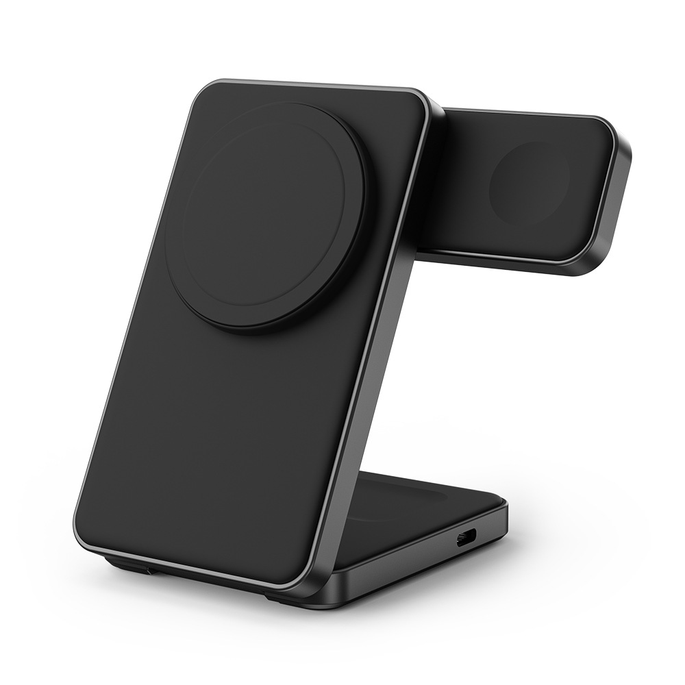 Cargador inalámbrico magnético Qi2 de 15W, de silicona líquida, tres en uno, plegable, de aleación de aluminio.