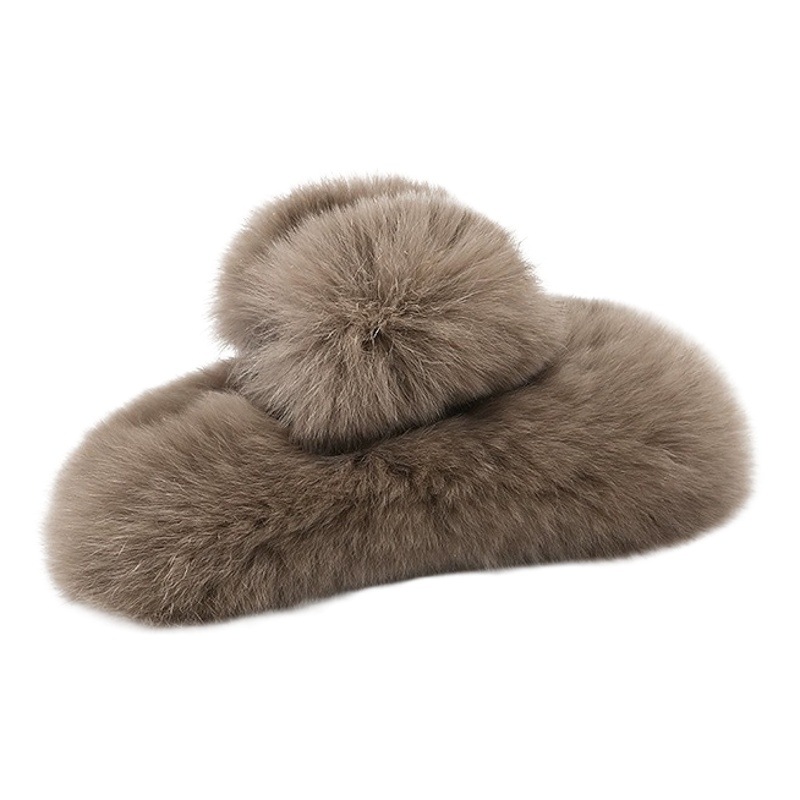 大きいサイズの本物のウサギの毛の高級感はネットの赤い超大型のヘアピンのかわいい毛の髪飾りのサメのクリップの秋冬をつかみます。