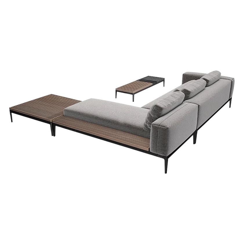 Nordic sofá al aire libre combinación Villa patio a prueba de sol sofá de teca hotel al aire libre de aleación de aluminio al aire libre sofá conjunto