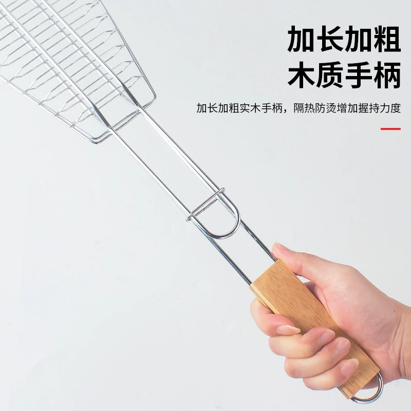 Baked fish clip stainless steel round household commercial use bold rectangular barbecue mesh shelf wholesale