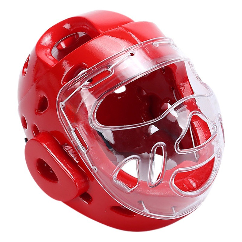Taekwondo Full-Face Helmet for Children and Adults, Karate Head Protection with String, One-Piece Molded Taekwondo Protective Gear