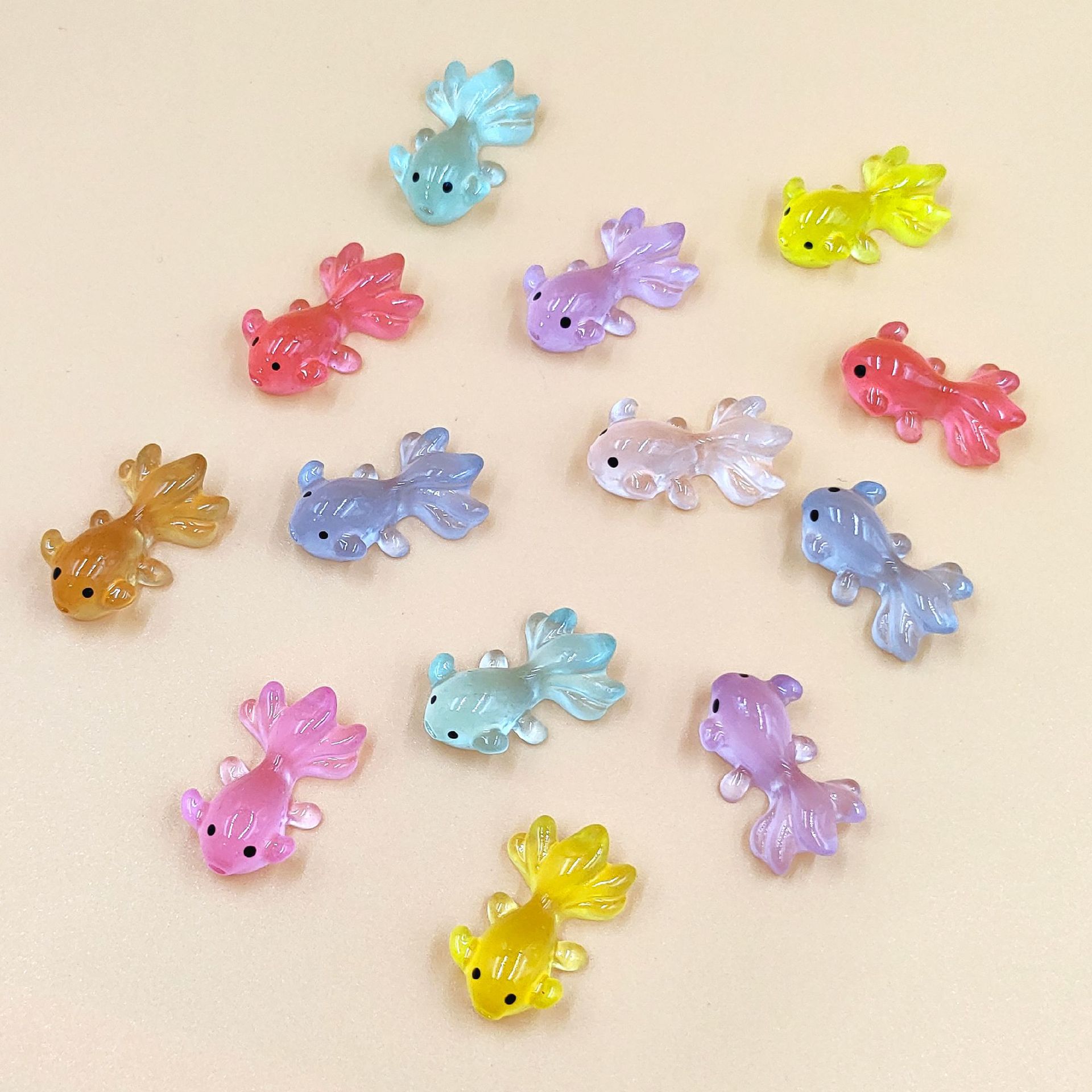 树脂立体夜光小动物摆件 海洋系小鱼微景观DIY创意桌面小摆件批发