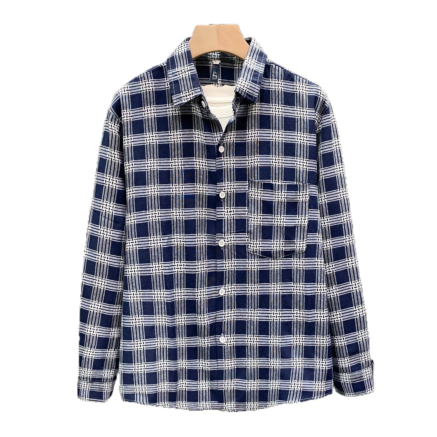 Lässiges Herren-Langarmhemd mit Karomuster – Japanisch inspiriertes, lockeres Hemd mit Knopfleiste (Grau/Blau/Rot, M-XXXL)_voghion.com