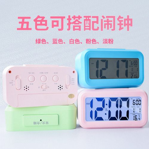 Factory direct sales cross-border foreign trade battery alarm clock snooze alarm clock silent backlight electronic clock bedroom bedside clock