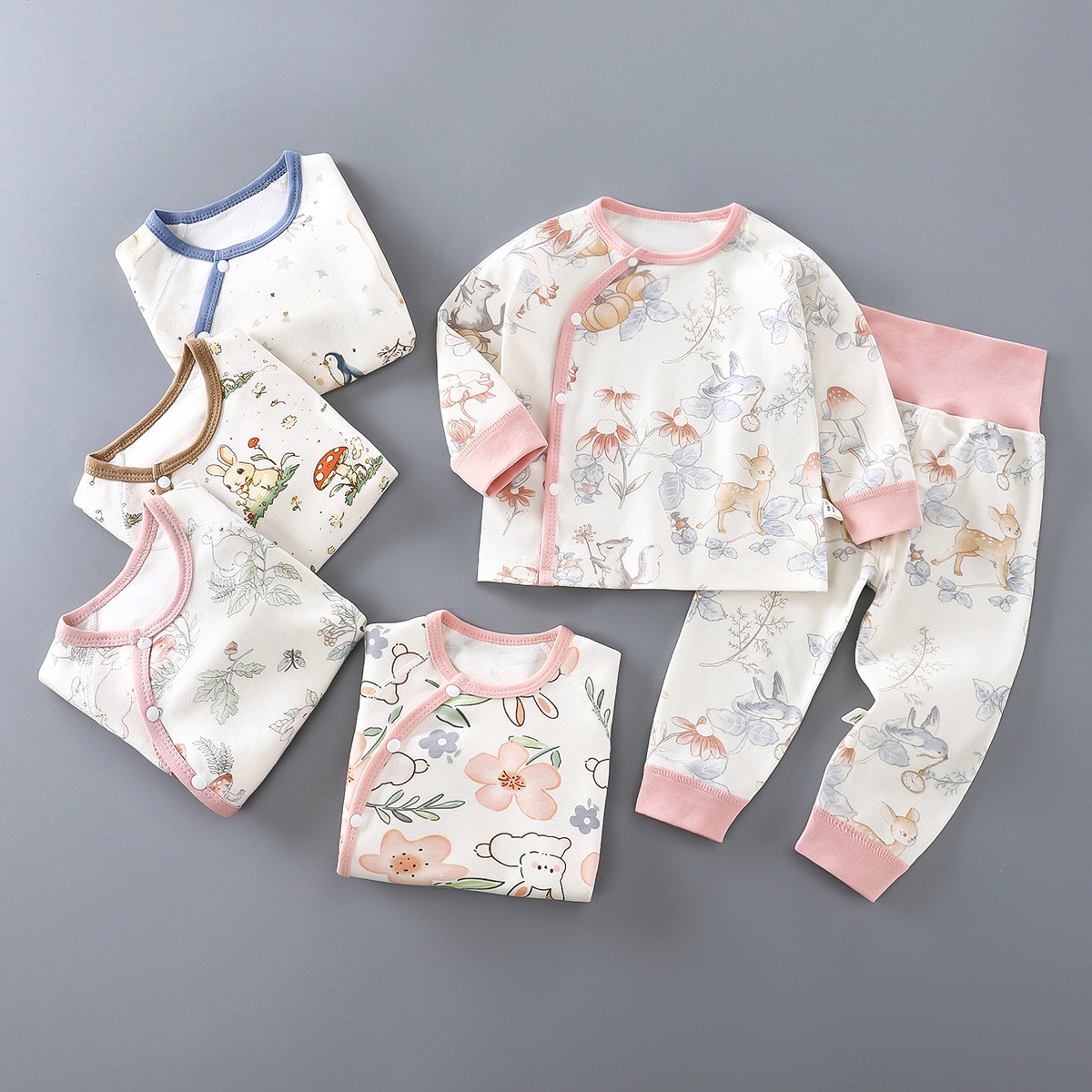 Children's Intimates Set Pure Cotton Category a Boys' Autumn Clothes and Long Pants Baby Clothes Spring & Fall Girls' Home Clothes Winter Kidsren's Clothes