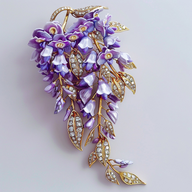 Xiliang Feizi Gaoding Series Original Design Purple Romantic Clothing Accessories Corsage Elegant Wisteria Brooch