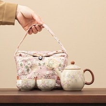 汝窑高档功夫旅行茶具套装小套便携收纳景德镇泡茶器茶杯快客杯子