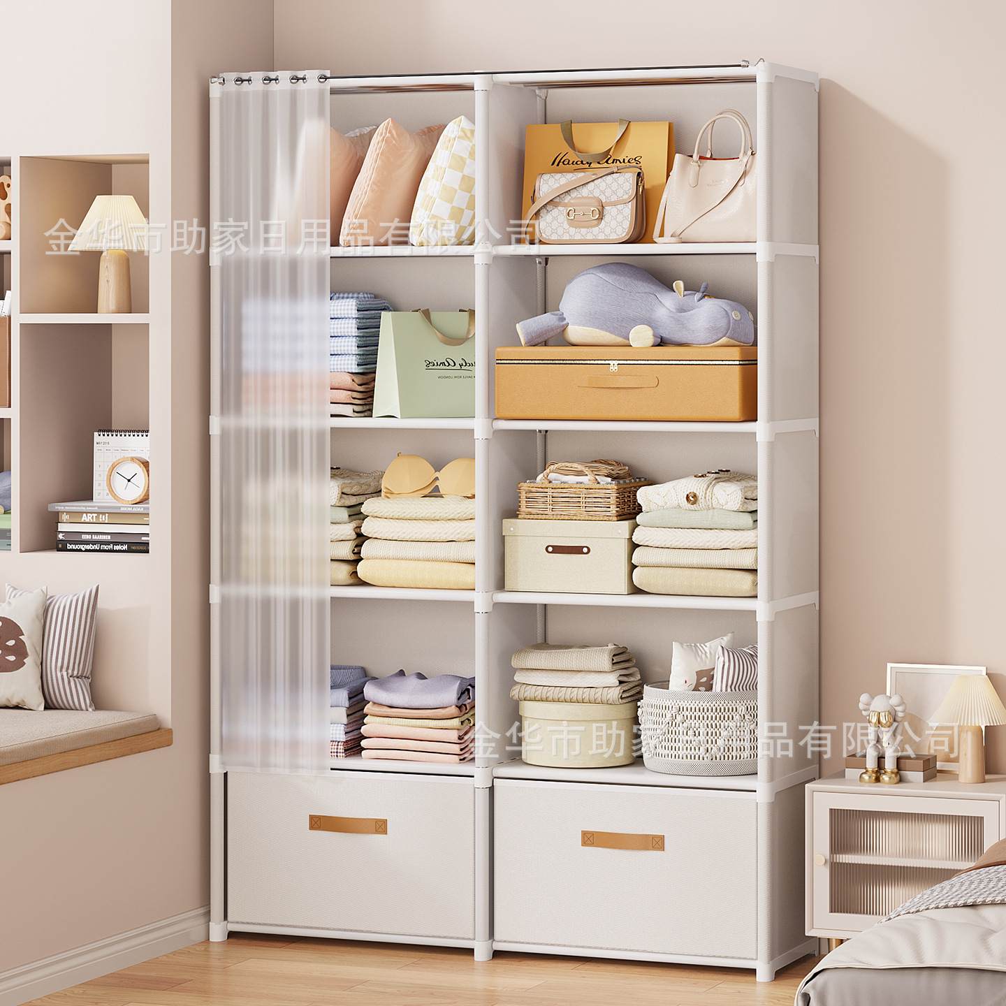 Student Dormitory Wardrobe Floor-Standing Bedroom Simple Assembly Cloth Wardrobe Sturdy and Durable Simple Wardrobe Good Things for Rent