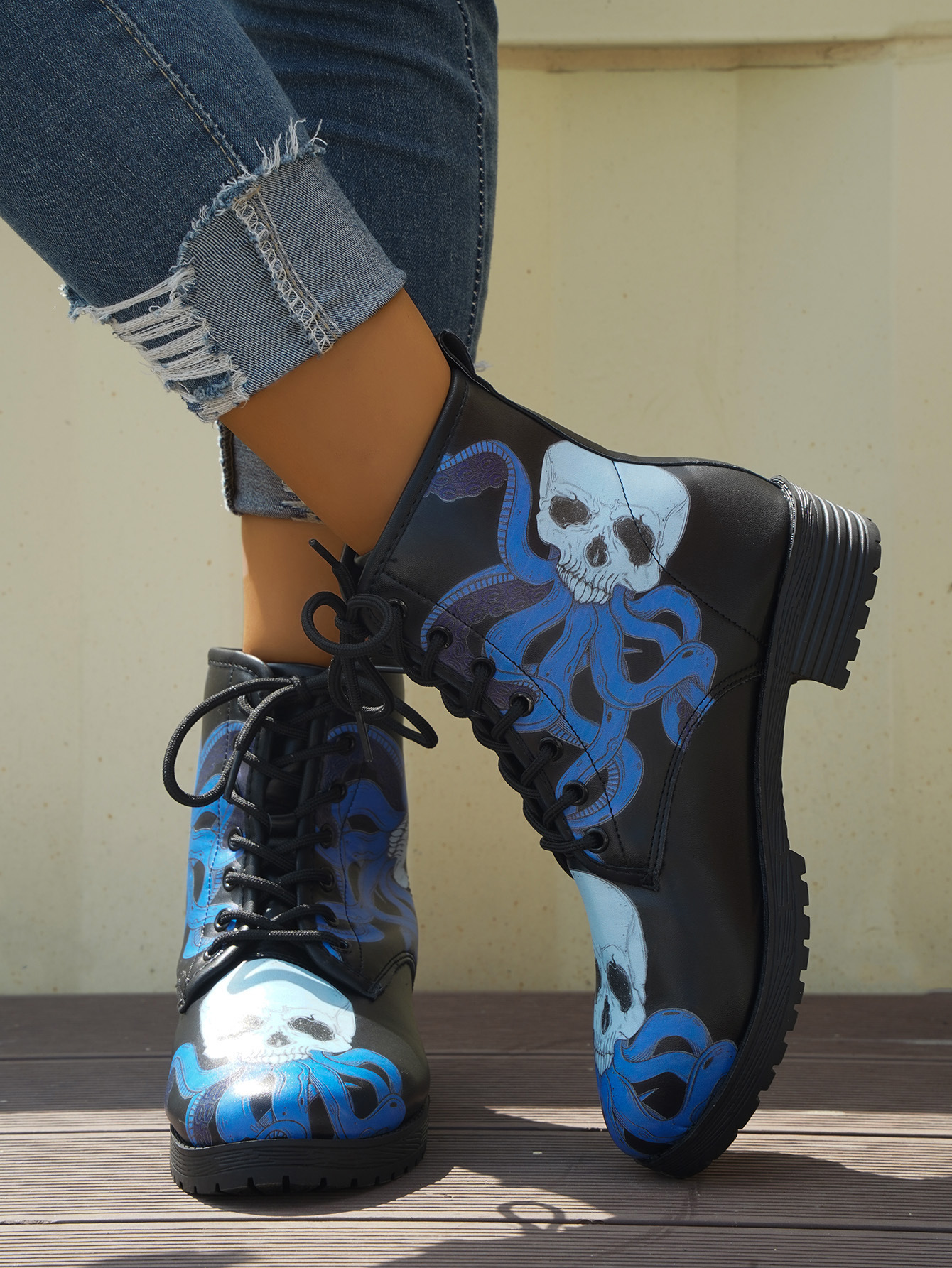 Scarpe da donna autunno e inverno nuovi stivali Martin allacciati comodi stivali corti con suola spessa in PU stivali da donna in stile britannico_voghion.com