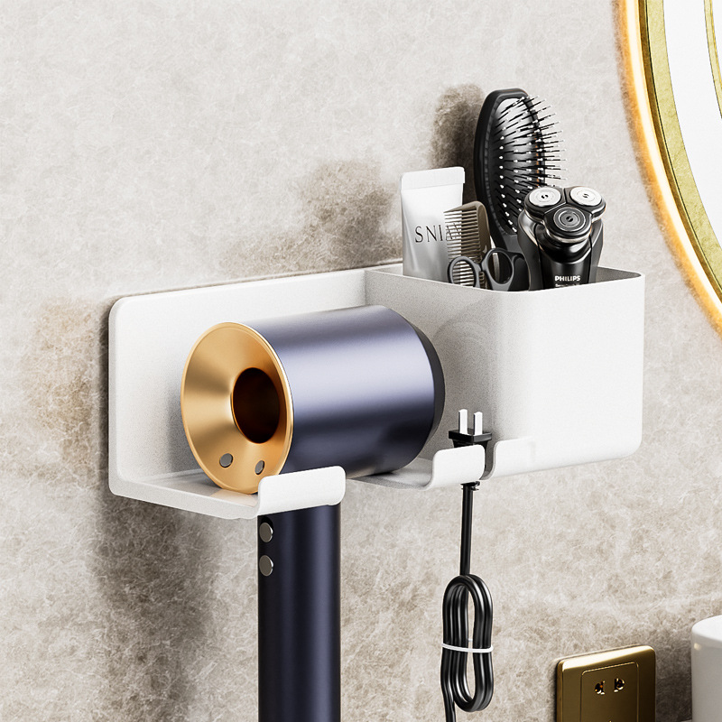 Estante para secador de pelo Estante para baño sin perforación Estante de pared para secador de pelo multifuncional Estante de almacenamiento para baño con secador de pelo Dyson