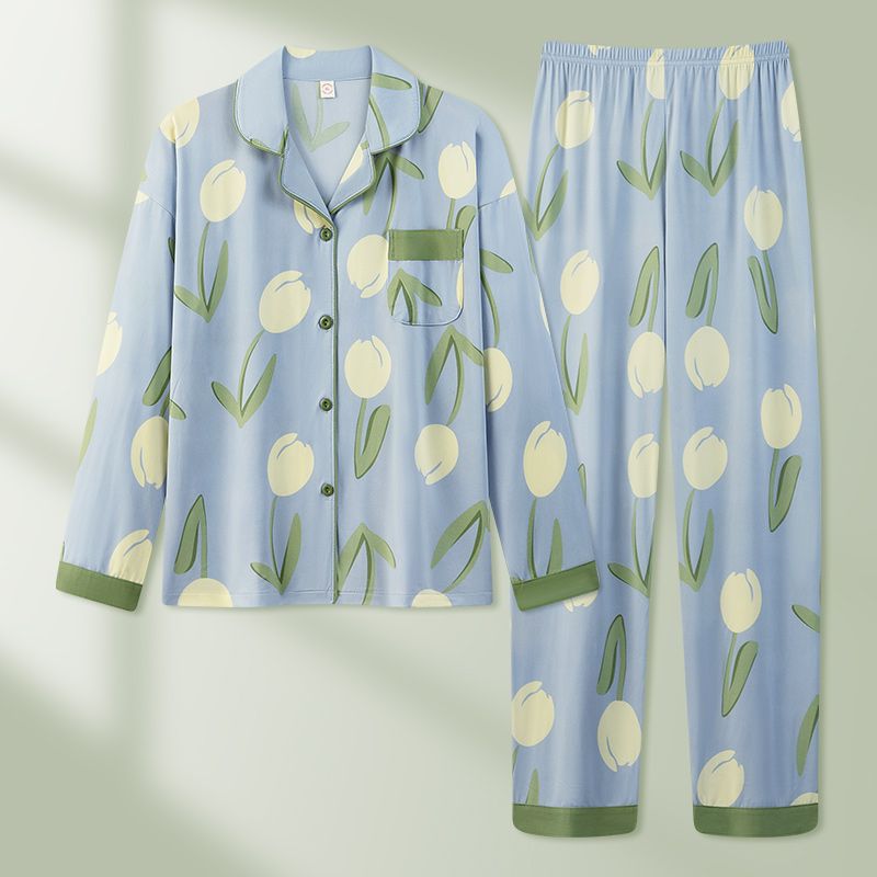 Nuevo algodón madres pijamas mujeres de otoño primavera y otoño de manga larga tamaño grande delgado se puede usar fuera conjunto de ropa de casa