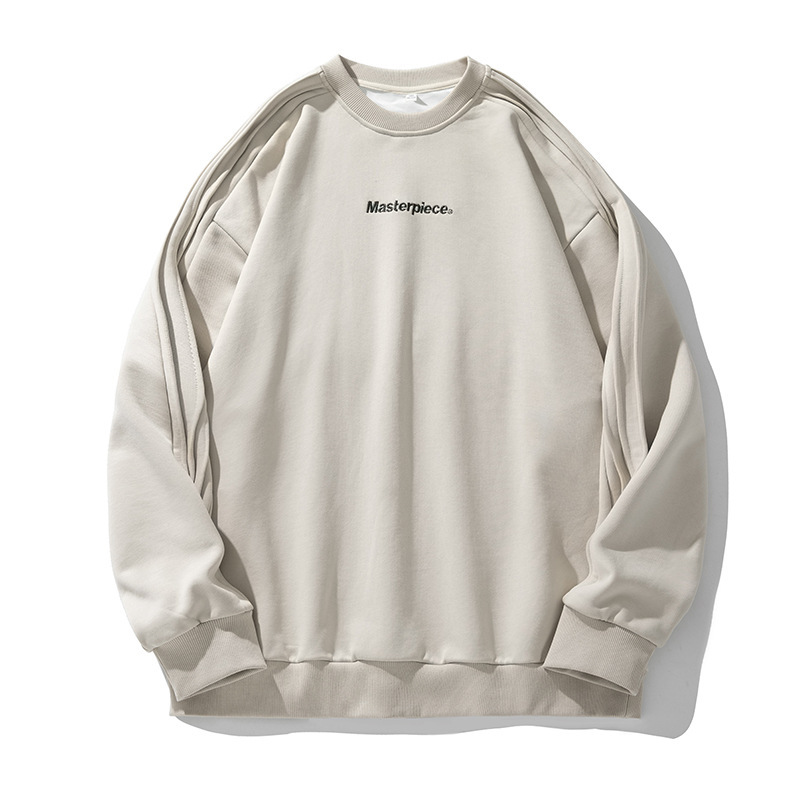Heavyweight Crewneck Sweatshirt – Unisex Oversized Drop-Shoulder Tee With Detachable Sleeve Panels (M-XXL, Black/Sage Green/Beige, 54% Cotton Blend)_voghion.com