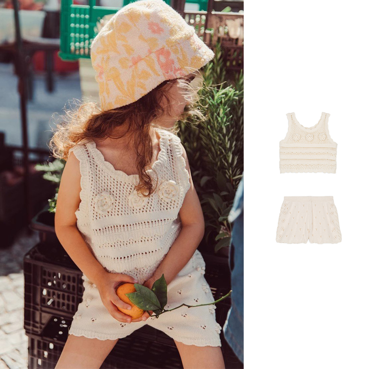 2026 New Summer Style Kidsren's Round Neck Sleeveless Knitted Short Vest Scandinavian Style Outerwear Vest for Girls