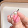 Copper beads from pearl, fashionable design one size ring, 18 carat, simple and elegant design, trend of season, 6-9mm