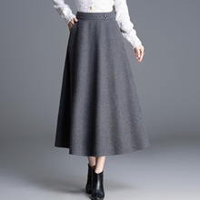 毛呢A字坠感半身裙女2025秋冬新款中长款伞裙高腰大摆休闲裙长裙