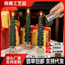 跨境圣诞节石蜡圣诞树LED电子蜡烛子弹头造型圣诞松树仿真蜡烛灯