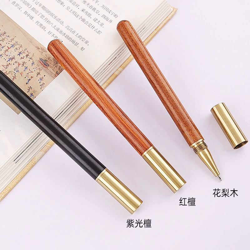 Высококачественная латунная металлическая ручка из сандалового дерева, деревянная ручка, ретро-деловая подарочная ручка, рекламная гелевая ручка, лазерный логотип